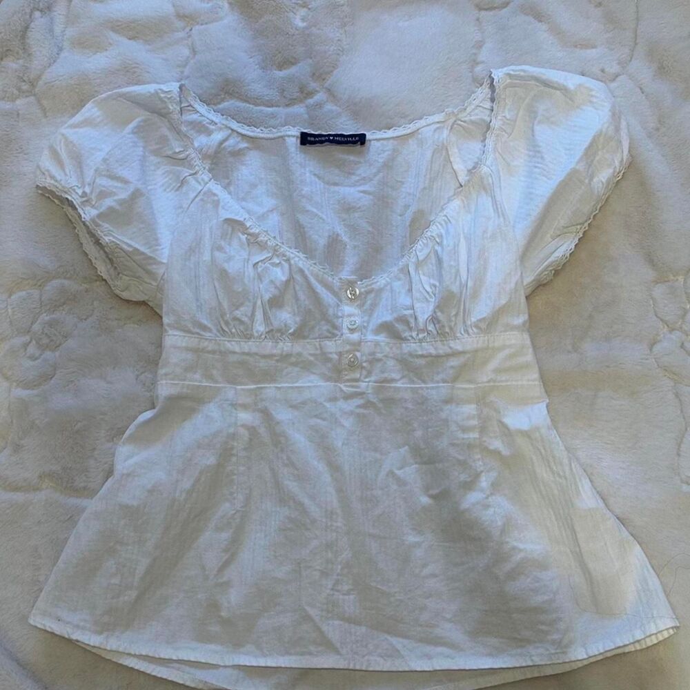 Brandy-melville Women's White and Cream Shirt